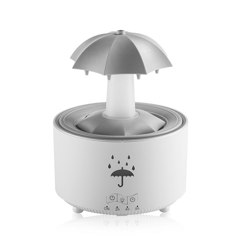 新感覚カラフル雨滴アロマ加湿器 — 自宅やオフィスにぴったりの回転型ウォータードロップ&傘型フレグランス加湿器